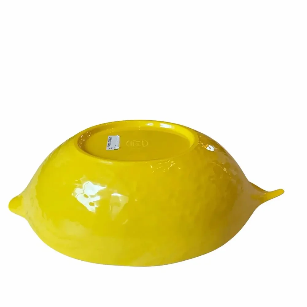 3pc Lemon Shaped Melamine Serving Bowl w/ Utensils Set 16x9.5 NEW